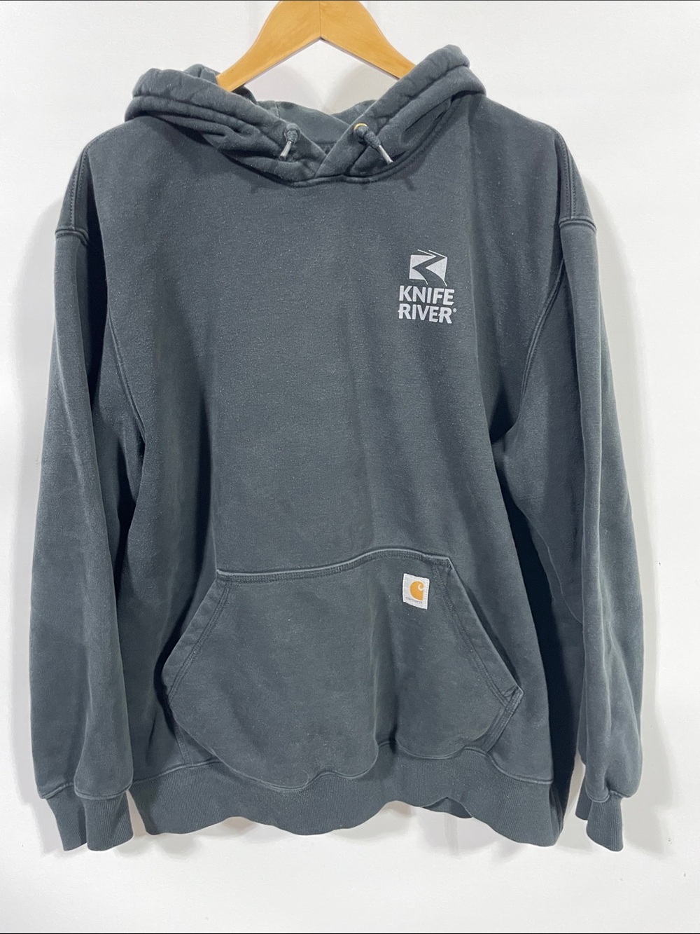 Carhartt Charcoal Gray Knife River Logo Hooded Sweatshirt